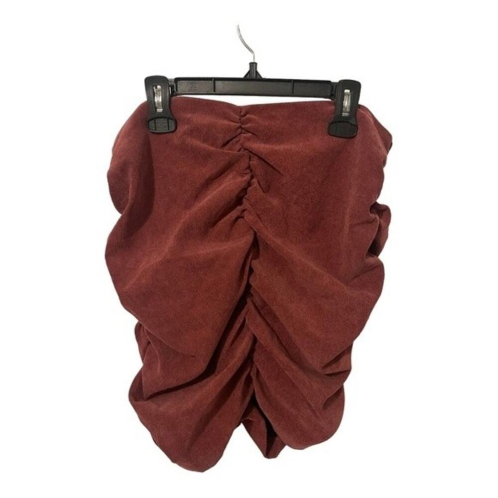 ZARA Marsala Corduroy Mini Skirt Ruched Casual Streetwear Y2K Fall Winter L